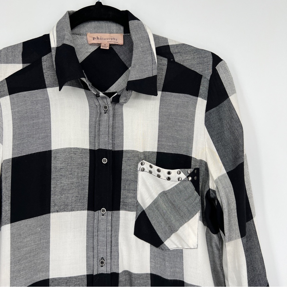Philosophy Check Studded Flannel Shirt